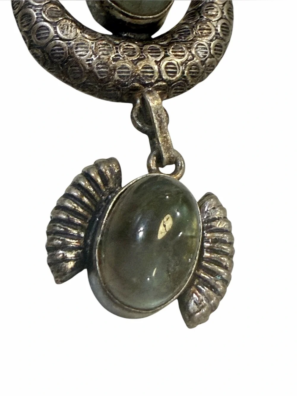 Vintage Taxco Mexico Sterling Silver Natural Labradorite Bohemian Statement Neck